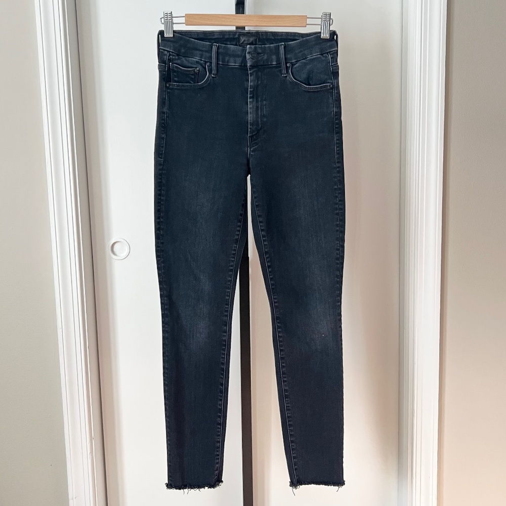 MOTHER High Waisted Looker Ankle Fray | Blackbird